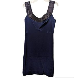 Monique‎ Lhuillier Womens Sleeveless Pleated Strap Drape Mini Dress Blue Size 10